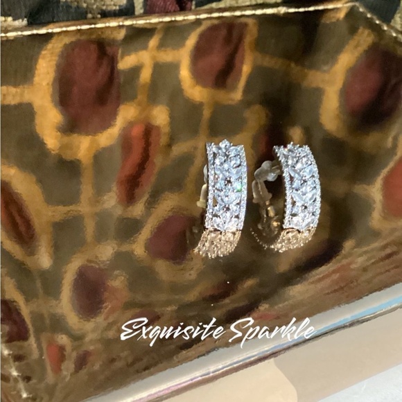 Cz Diamond Floral Post Back Drop Earrings - Picture 2 of 16